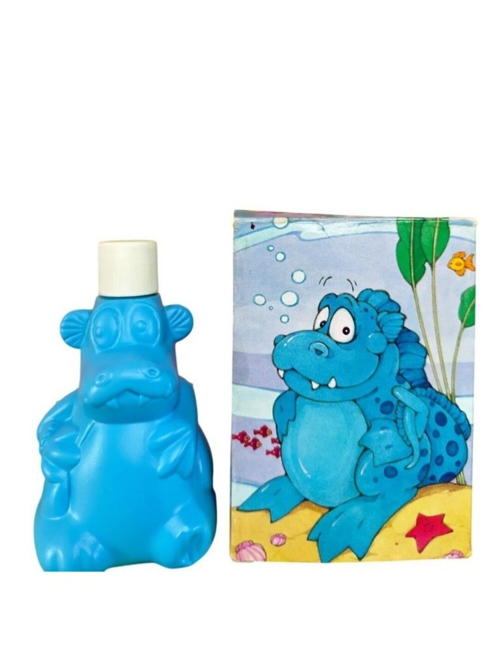 Sudsy Sinclair Blue Dinosaur Kids Liquid Soap Dispenser Set Avon Vintage 1980